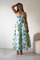 Sabine Floral Bodied Maxi Dress Yellow/Blue | Wedding Guest Dress | Maxi | Oh Hello Clothing