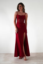Stefani Rhinestone Bodice Gown | Burgundy | Debs & Prom | Formal Gown | Oh Hello Clothing