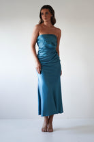 Allegra Robin Blue Gathered Midaxi Dress | Oh Hello Clothing | Oh Hello Clothing