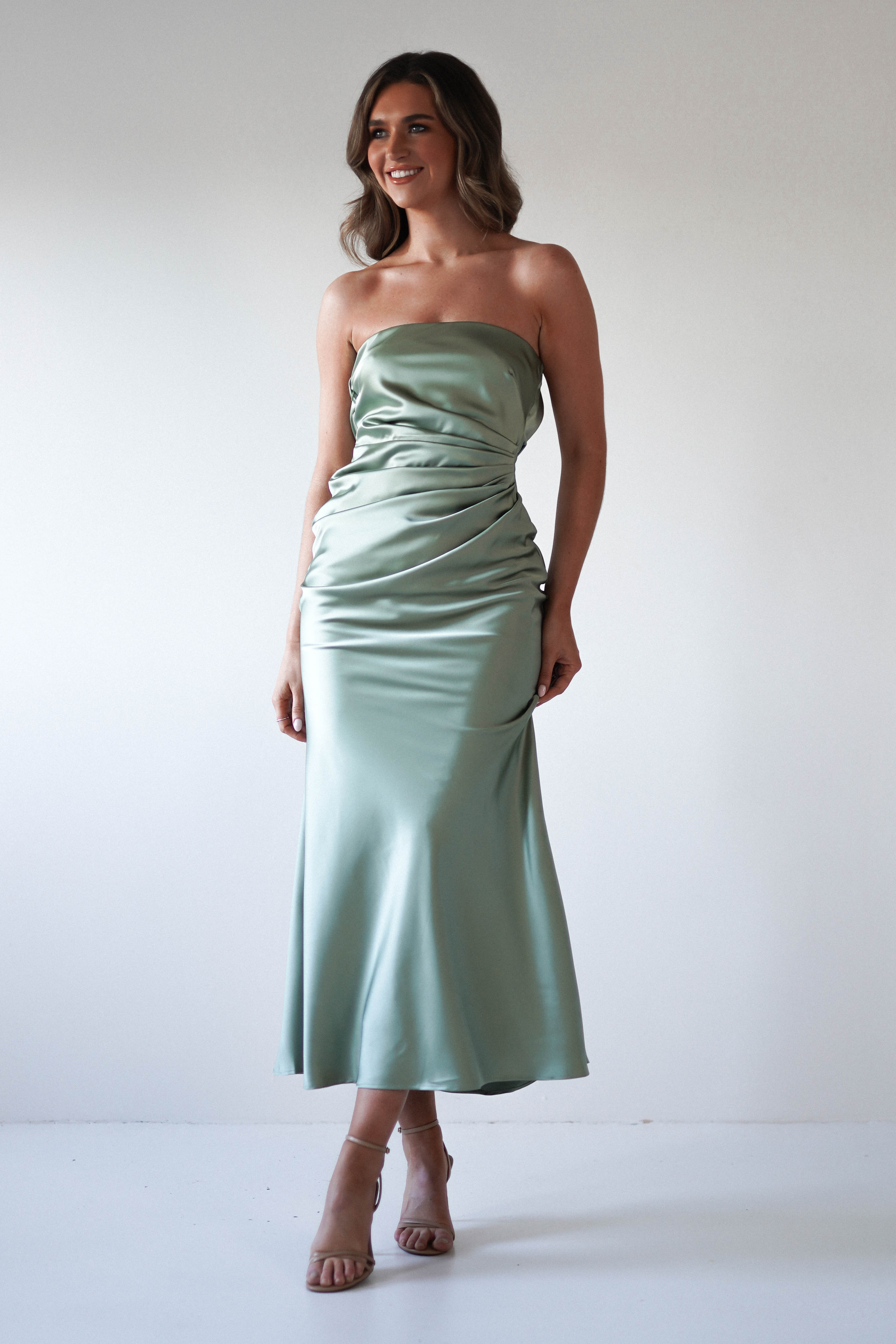 Allegra Gathered Midaxi Dress | Sage