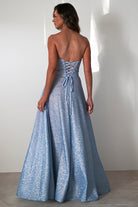 Cassia Strapless Glitter Aline Gown | Blue | Debs & Prom | Formal Gown | Oh Hello Clothing