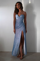 Anastasia Glitter Sweetheart Gown | Blue | Debs & Prom | Formal Gown | Oh Hello Clothing