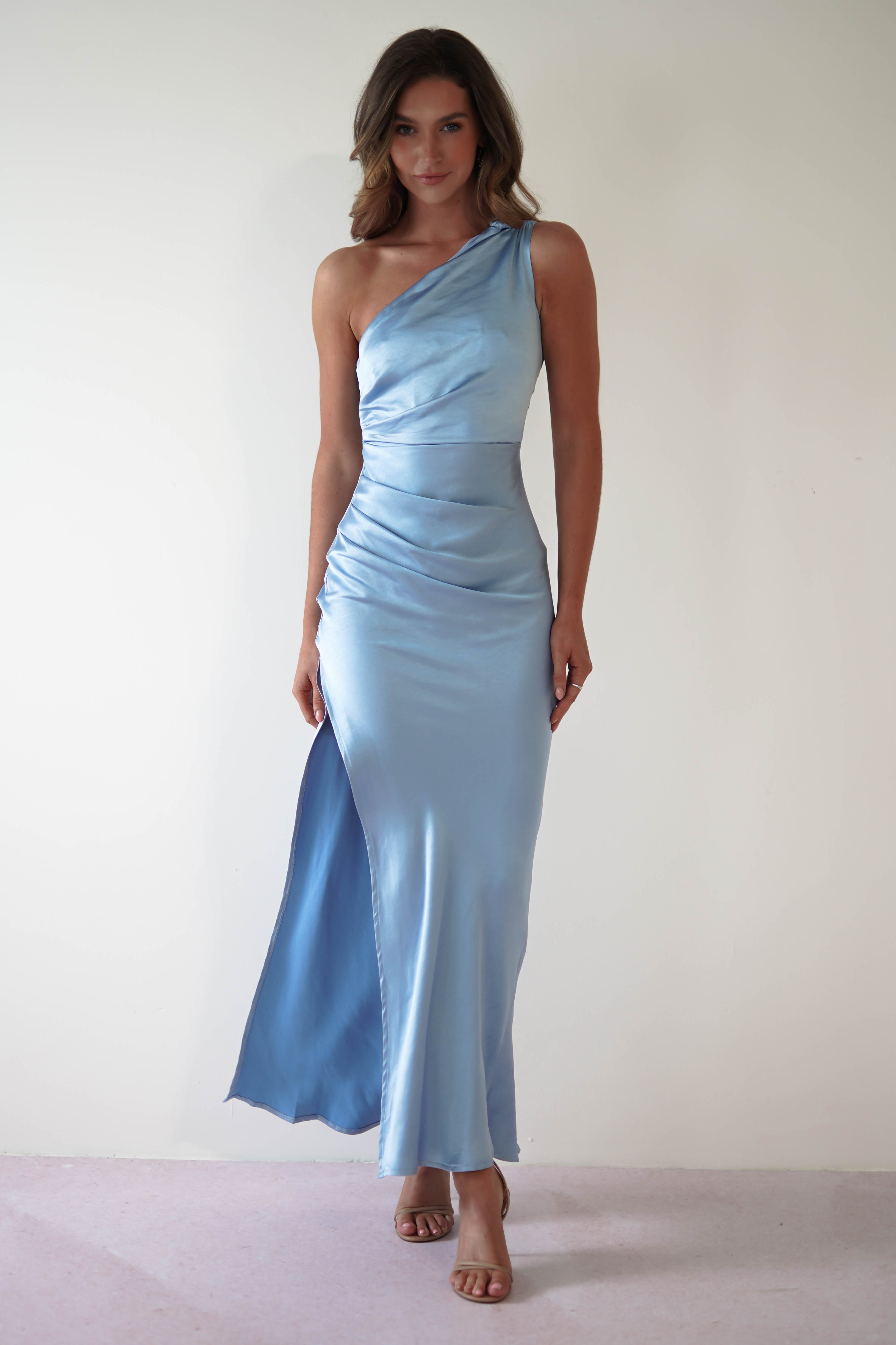 Thessy Soft Satin Maxi Dress | Blue