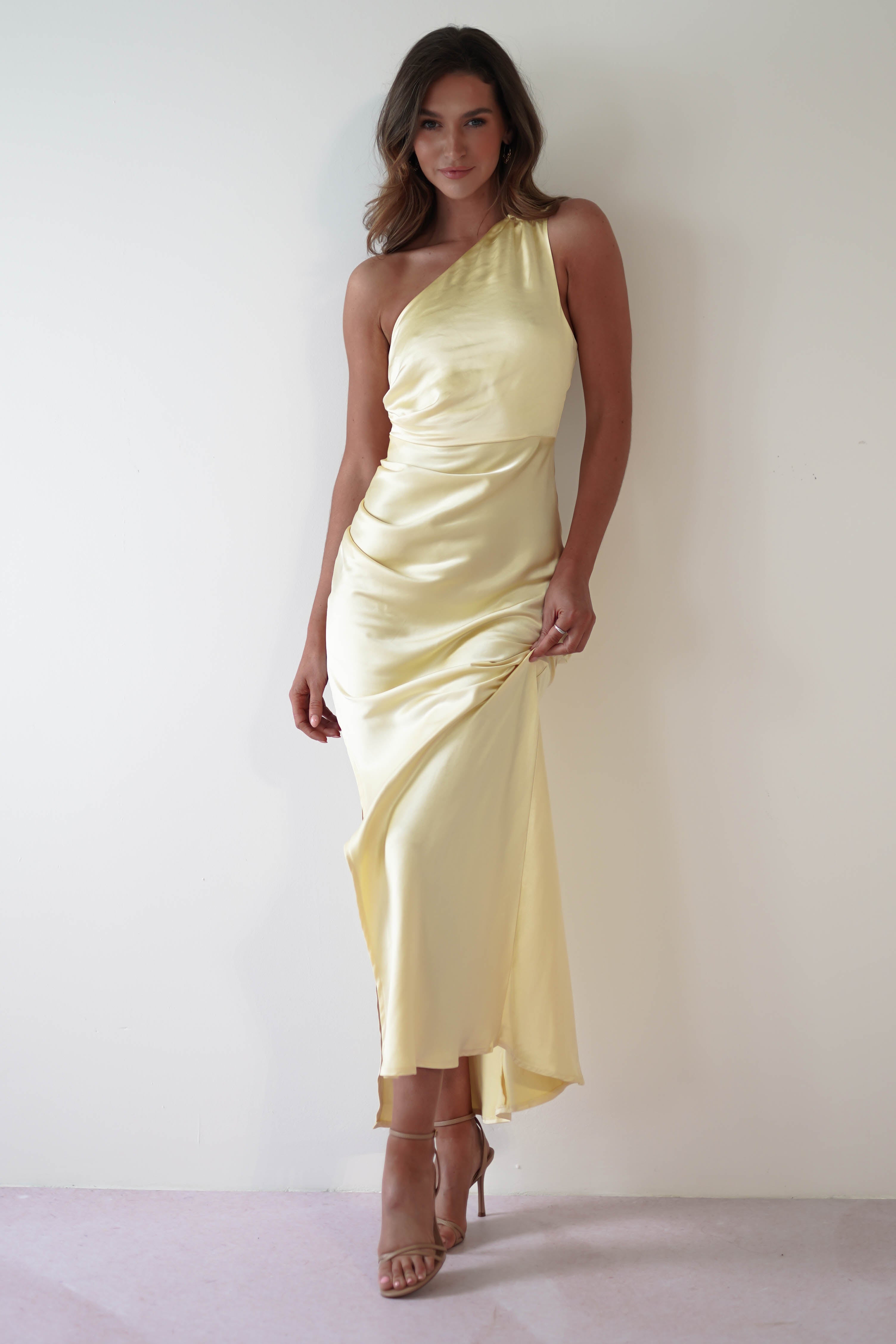 Thessy Soft Satin Maxi Dress | Yellow