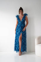 Oh Hello Clothing Women > Clothing > Dresses 1*DONE-Valentina Tulle Floral Maxi Dress | NAVYBLUE