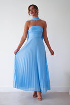 Oh Hello Clothing Women > Clothing > Dresses 1 *DONE Vasanti Pleated Strapless Maxi Dress | BLUE