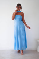 Oh Hello Clothing Women > Clothing > Dresses 1 *DONE Vasanti Pleated Strapless Maxi Dress | BLUE