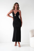 Oh Hello Clothing Dresses 1*DONE - VERA & LUCY-Shimmer Mesh black V-Neck Maxi Dress