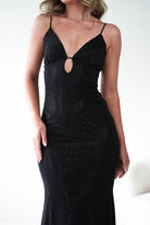 Oh Hello Clothing Dresses 1*DONE - VERA & LUCY-Shimmer Mesh black V-Neck Maxi Dress