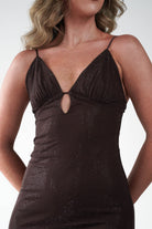 Oh Hello Clothing Dresses 1*DONE - VERA & LUCY-Shimmer Mesh brown V-Neck Maxi Dress (Copy)