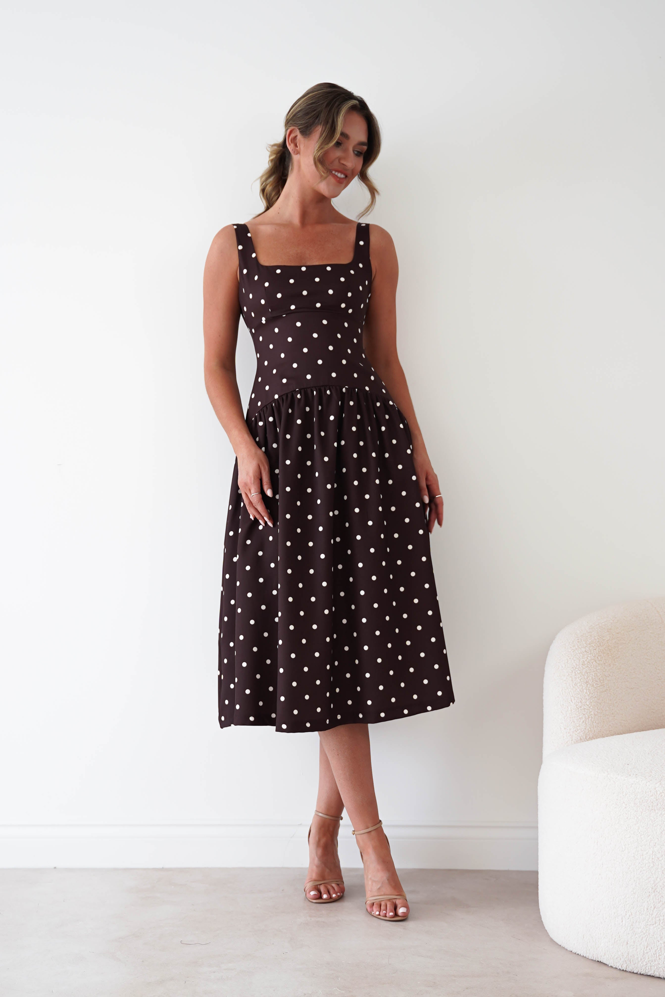 Oh Hello Clothing Women > Clothing > Dresses 1*DONE-VERY&LUCY- Brown polka dot dress
