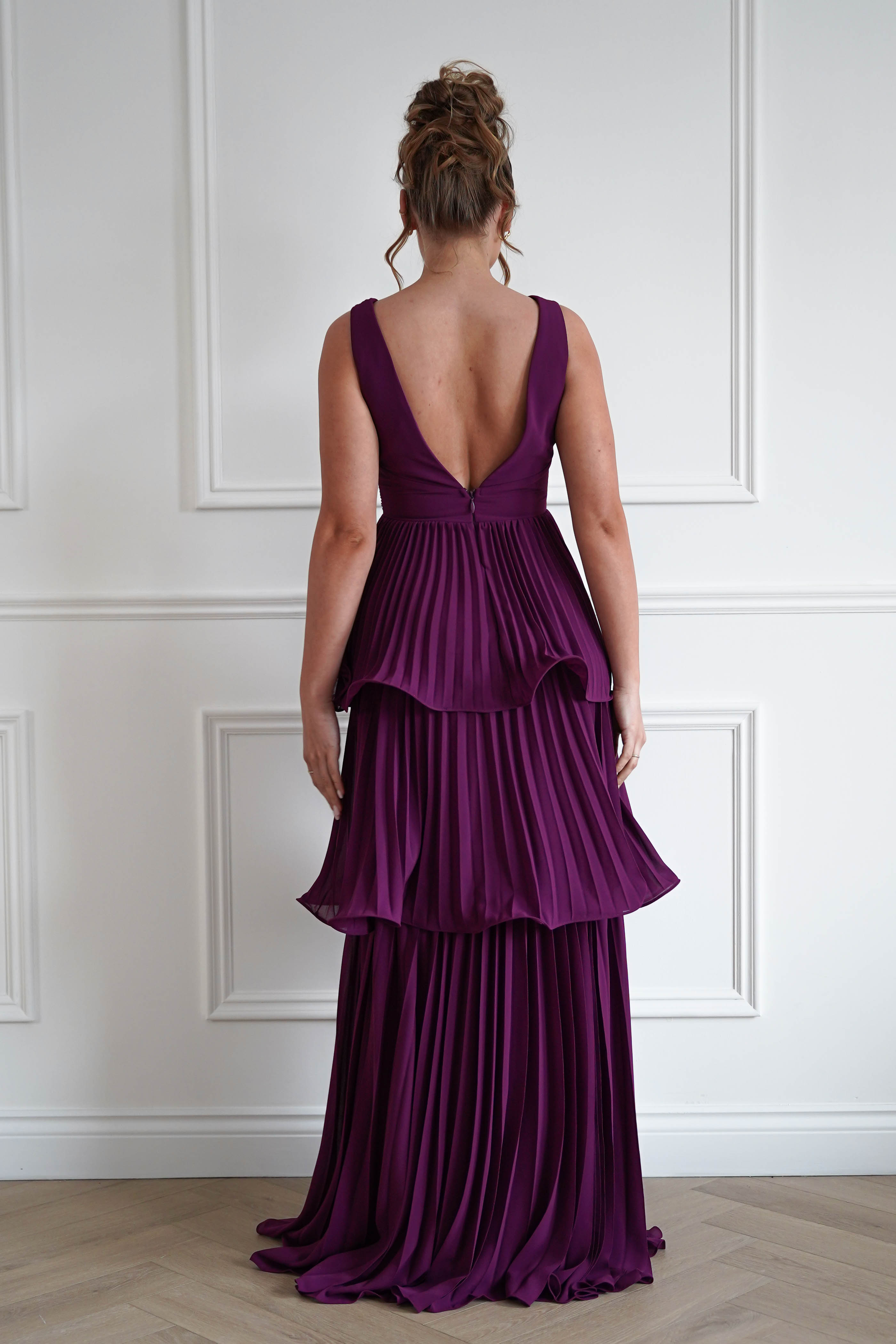 Oh Hello Clothing Women > Clothing > Dresses 1*DONE-Vina Tiered Pleated Layered Maxi Dress | PLUM