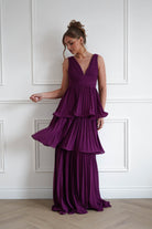 Oh Hello Clothing Women > Clothing > Dresses 1*DONE-Vina Tiered Pleated Layered Maxi Dress | PLUM