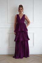 Oh Hello Clothing Women > Clothing > Dresses 1*DONE-Vina Tiered Pleated Layered Maxi Dress | PLUM