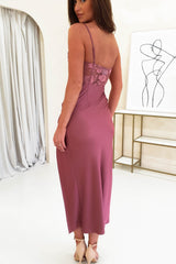 Mhina Lace Detail Midi Dress | Plum
