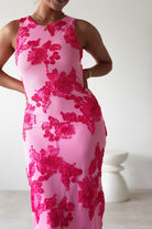 Eliana Bodycon Midi Dress Pink Textured | Wedding Guest Dress | Bodycon | Midi | Oh Hello Clothing