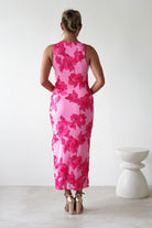 Eliana Bodycon Midi Dress Pink Textured | Wedding Guest Dress | Bodycon | Midi | Oh Hello Clothing