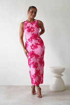 Eliana Bodycon Midi Dress Pink Textured | Wedding Guest Dress | Bodycon | Midi | Oh Hello Clothing