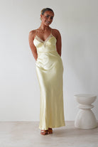 Dawn Soft Satin Maxi Dress Yellow | Wedding Guest Dress | Maxi | Satin | Oh Hello Clothing