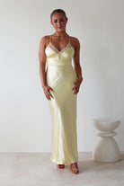 Dawn Soft Satin Maxi Dress Yellow | Wedding Guest Dress | Maxi | Satin | Oh Hello Clothing