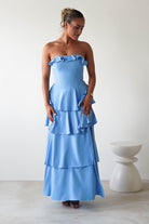 Freya Ruffle Strapless Maxi Dress Blue | Wedding Guest Dress | Maxi | Oh Hello Clothing