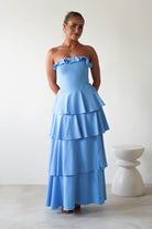 Freya Ruffle Strapless Maxi Dress Blue | Wedding Guest Dress | Maxi | Oh Hello Clothing