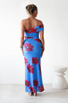 Solara Floral Print Mesh Maxi Dress Blue | Wedding Guest Dress | Maxi | Mesh | Oh Hello Clothing