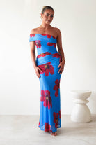 Solara Floral Print Mesh Maxi Dress Blue | Wedding Guest Dress | Maxi | Mesh | Oh Hello Clothing
