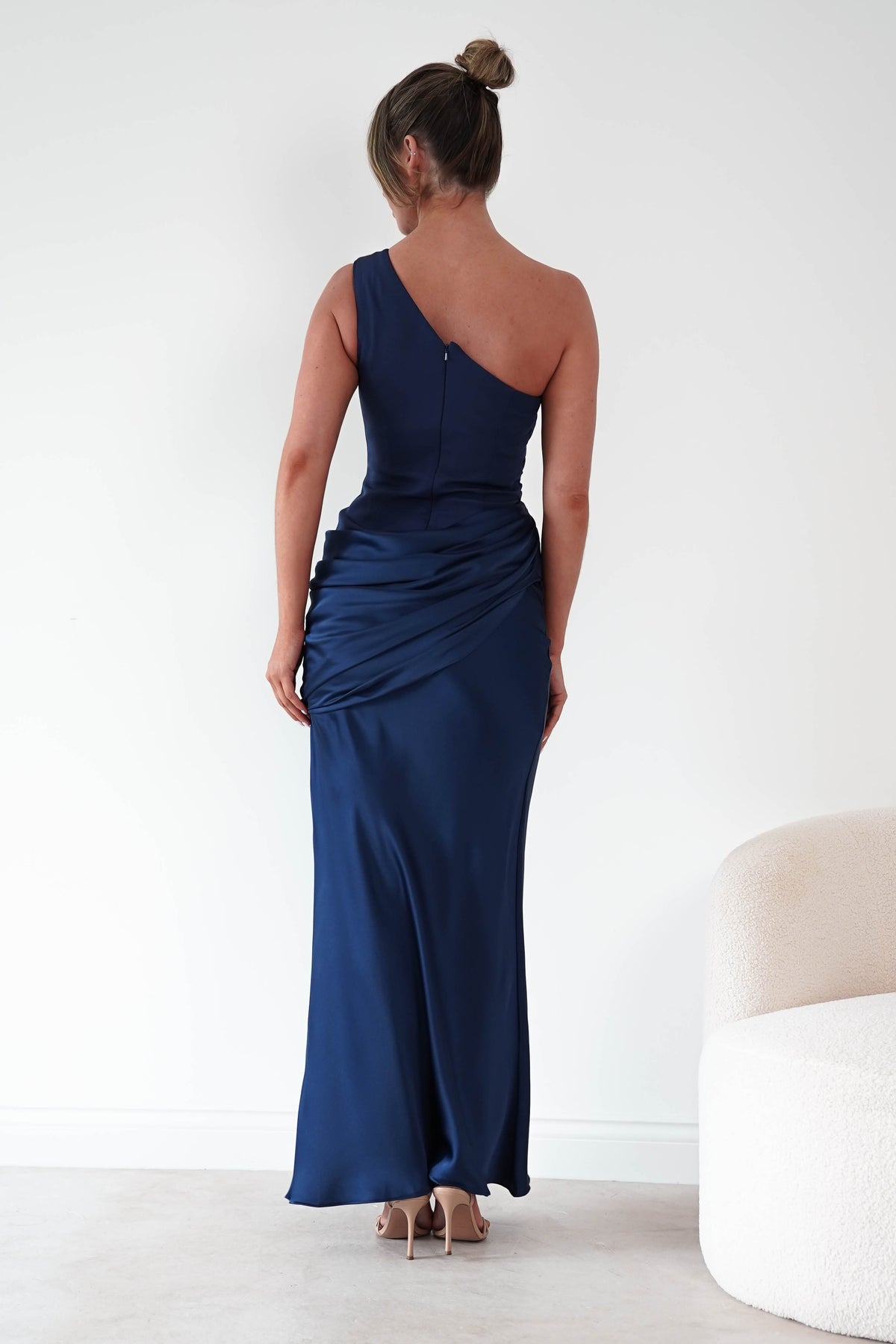 1*done- Nadalia One Shoulder Satin Maxi Dress | new colour navy- sample-Oh Hello Clothing