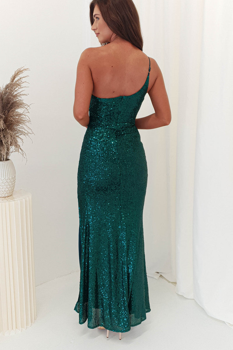 Niana Sequin Bodycon Gown | Emerald Green