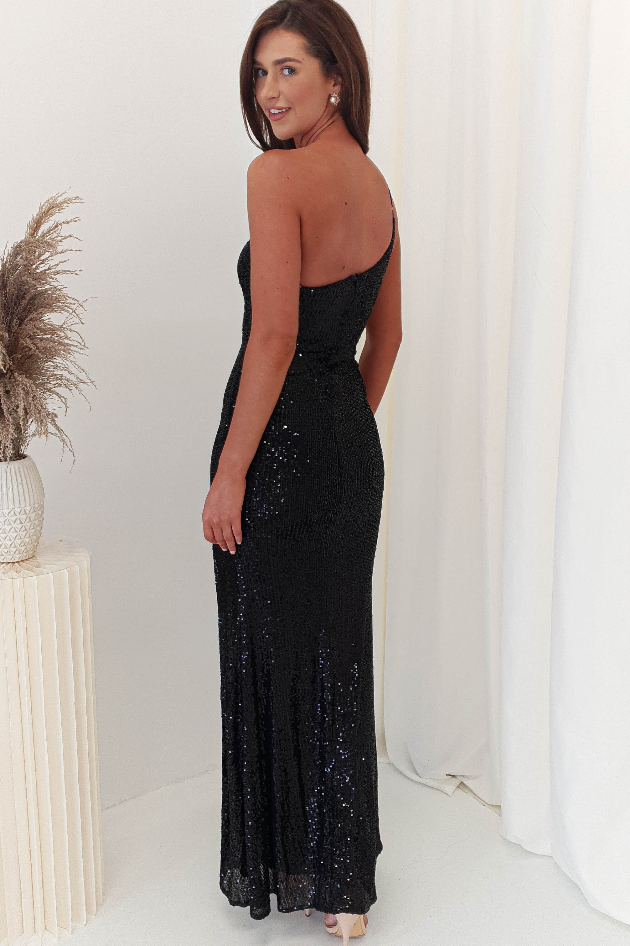 Niana Sequin Bodycon Gown | Black