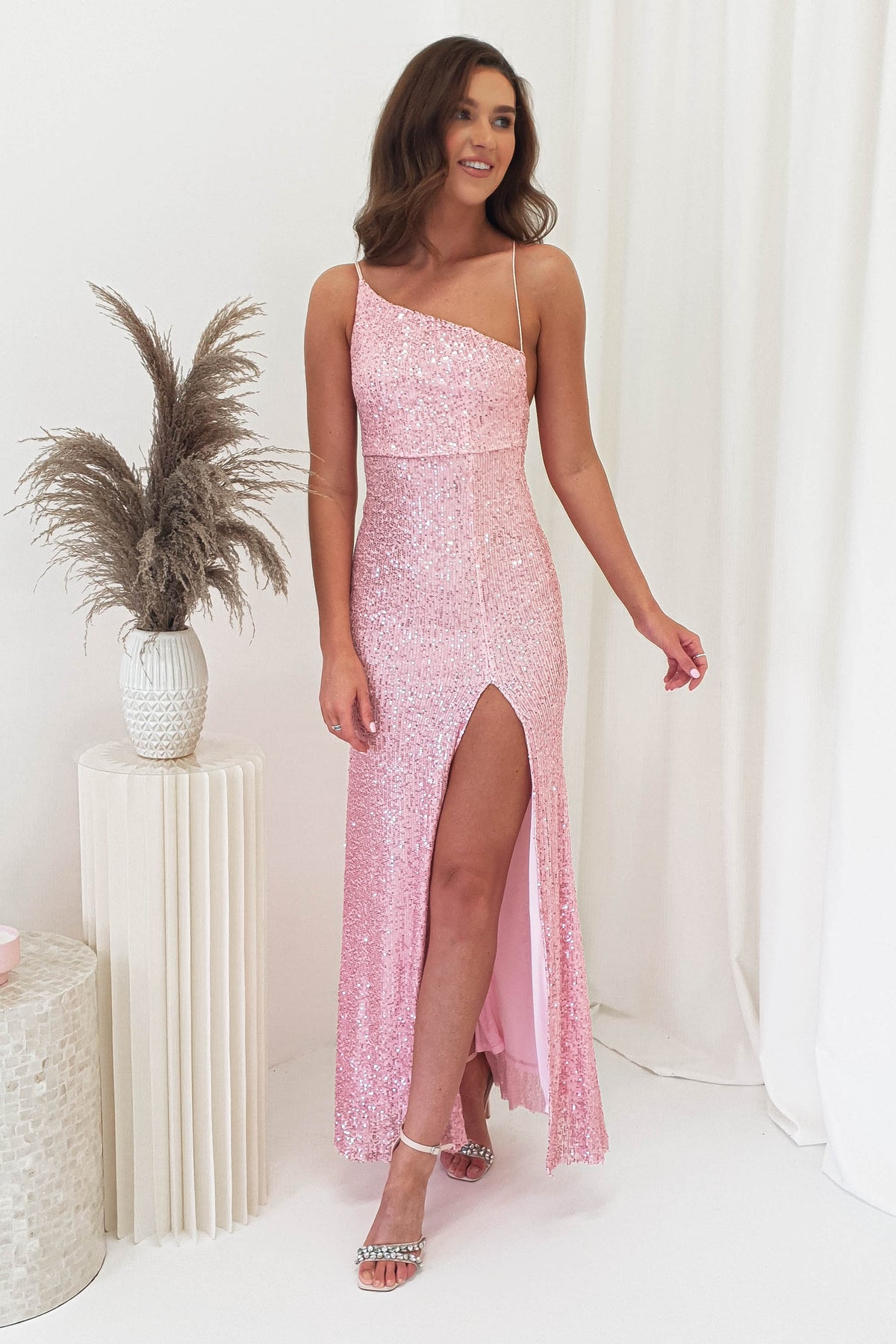 Abella Sequin Maxi Gown | Baby Pink-Oh Hello Clothing
