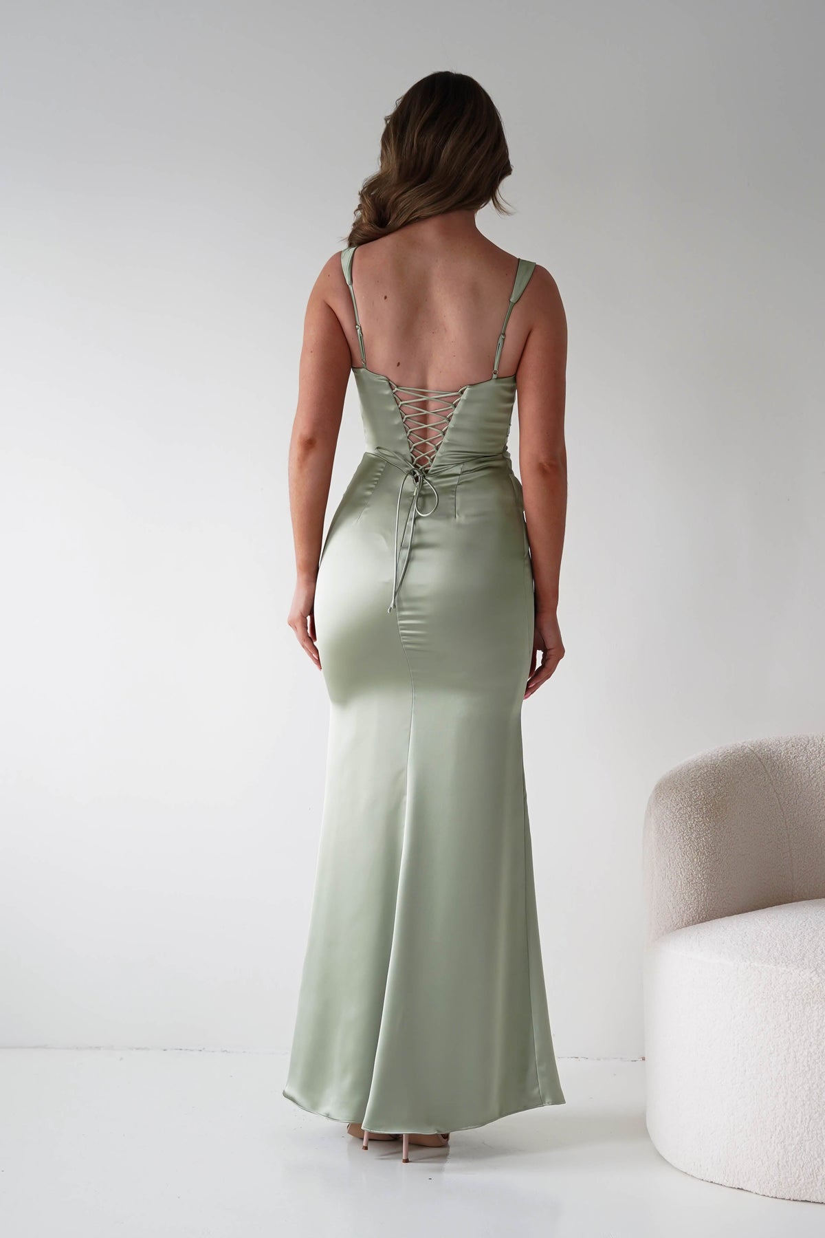 Addison Sqaure Neck Satin Maxi Dress | Sage-Oh Hello Clothing