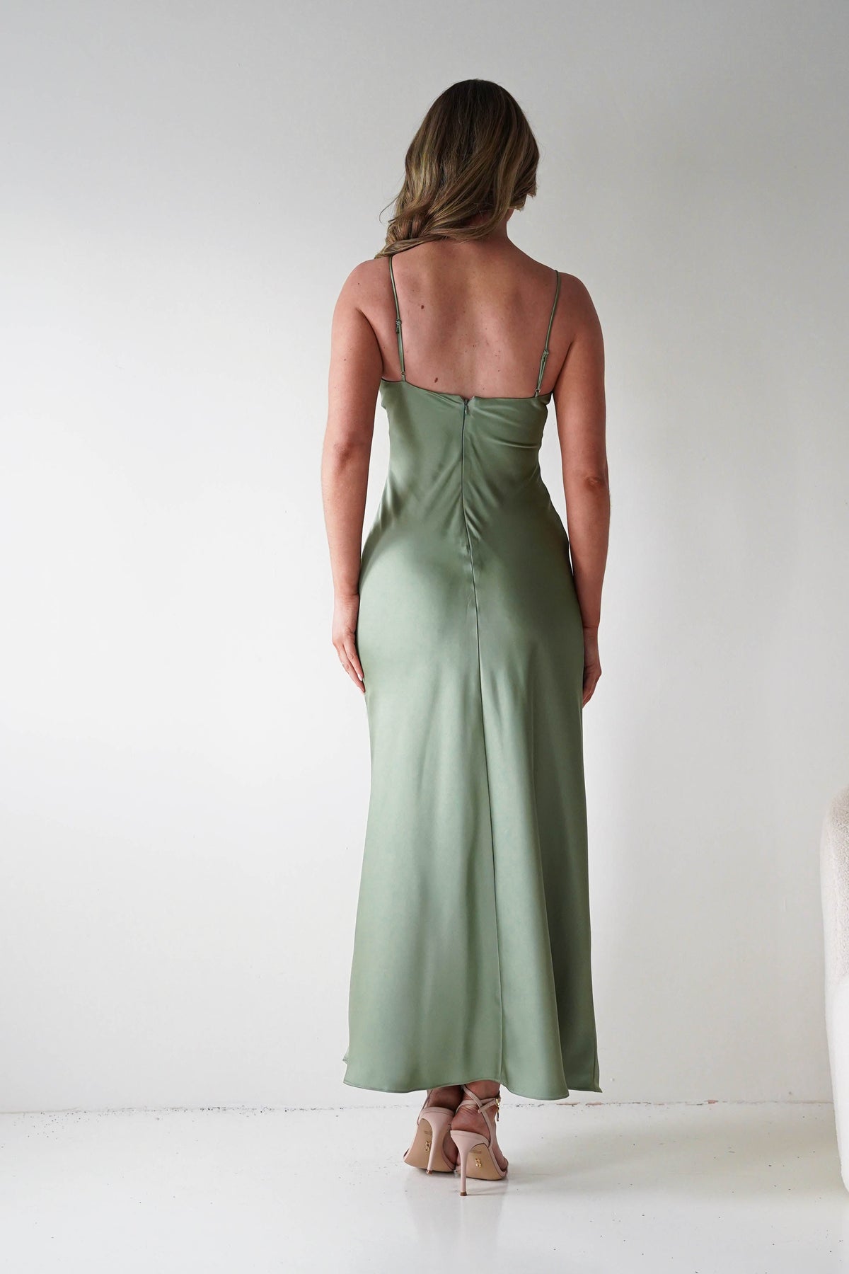 Adley Soft Satin Maxi Dress | Olive-Oh Hello Clothing