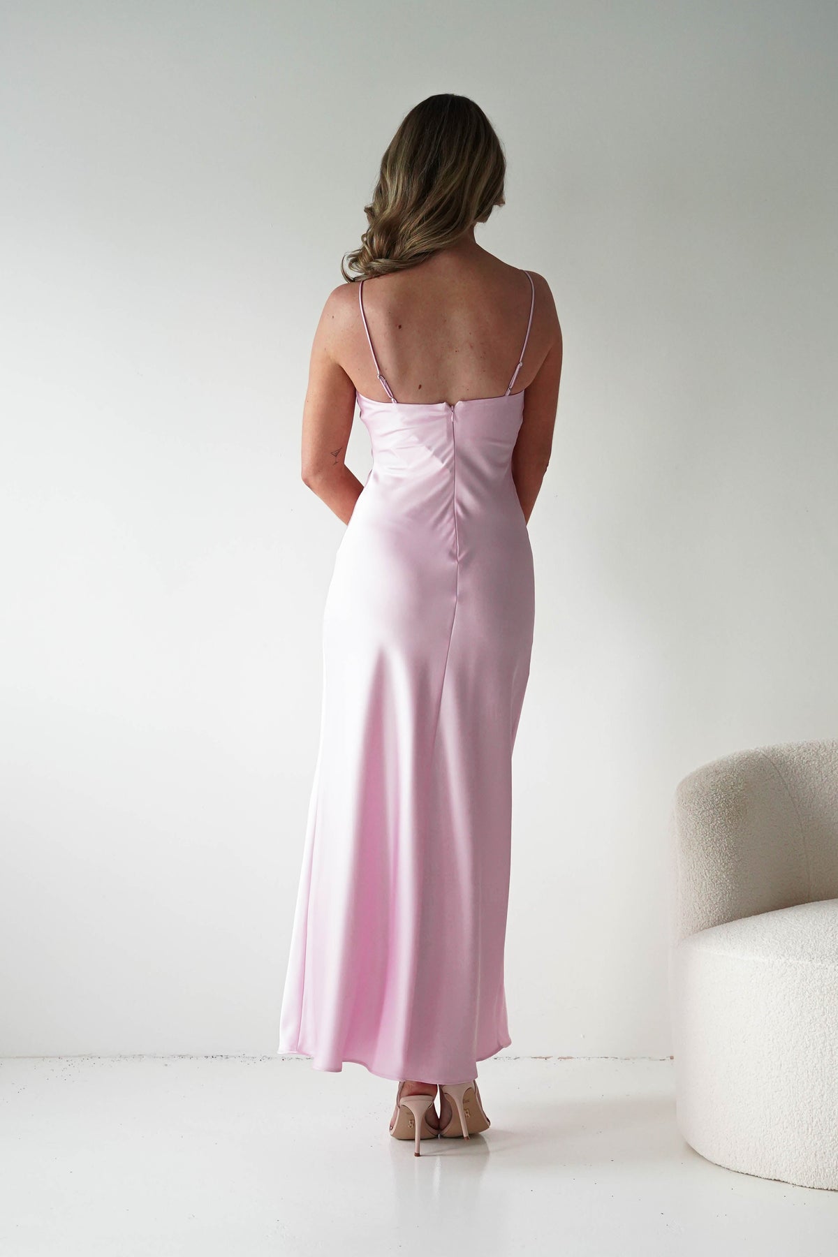 Adley Soft Satin Maxi Dress | Pink-Oh Hello Clothing