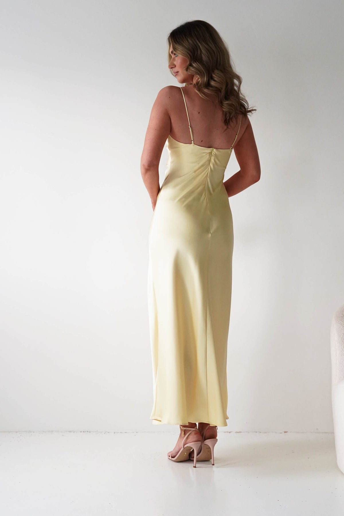 Adley Soft Satin Maxi Dress | Yellow-Oh Hello Clothing
