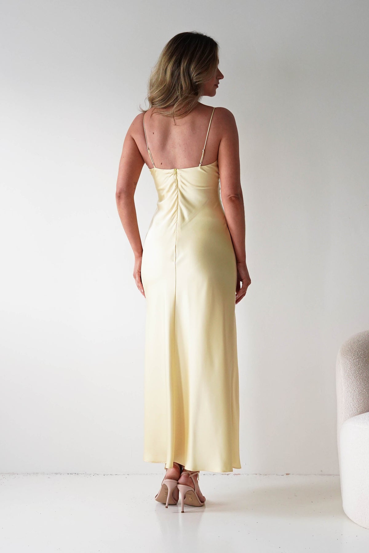 Adley Soft Satin Maxi Dress | Yellow-Oh Hello Clothing