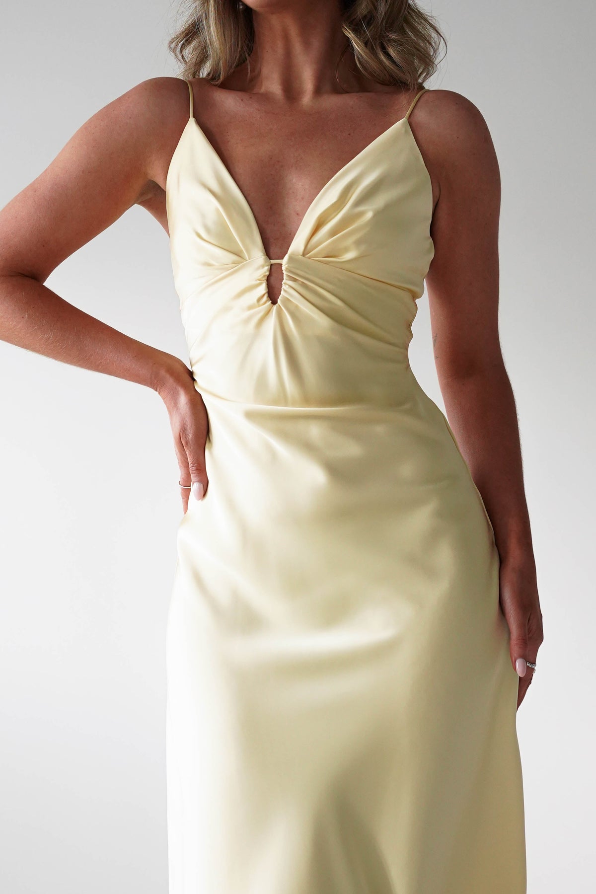 Adley Soft Satin Maxi Dress | Yellow-Oh Hello Clothing
