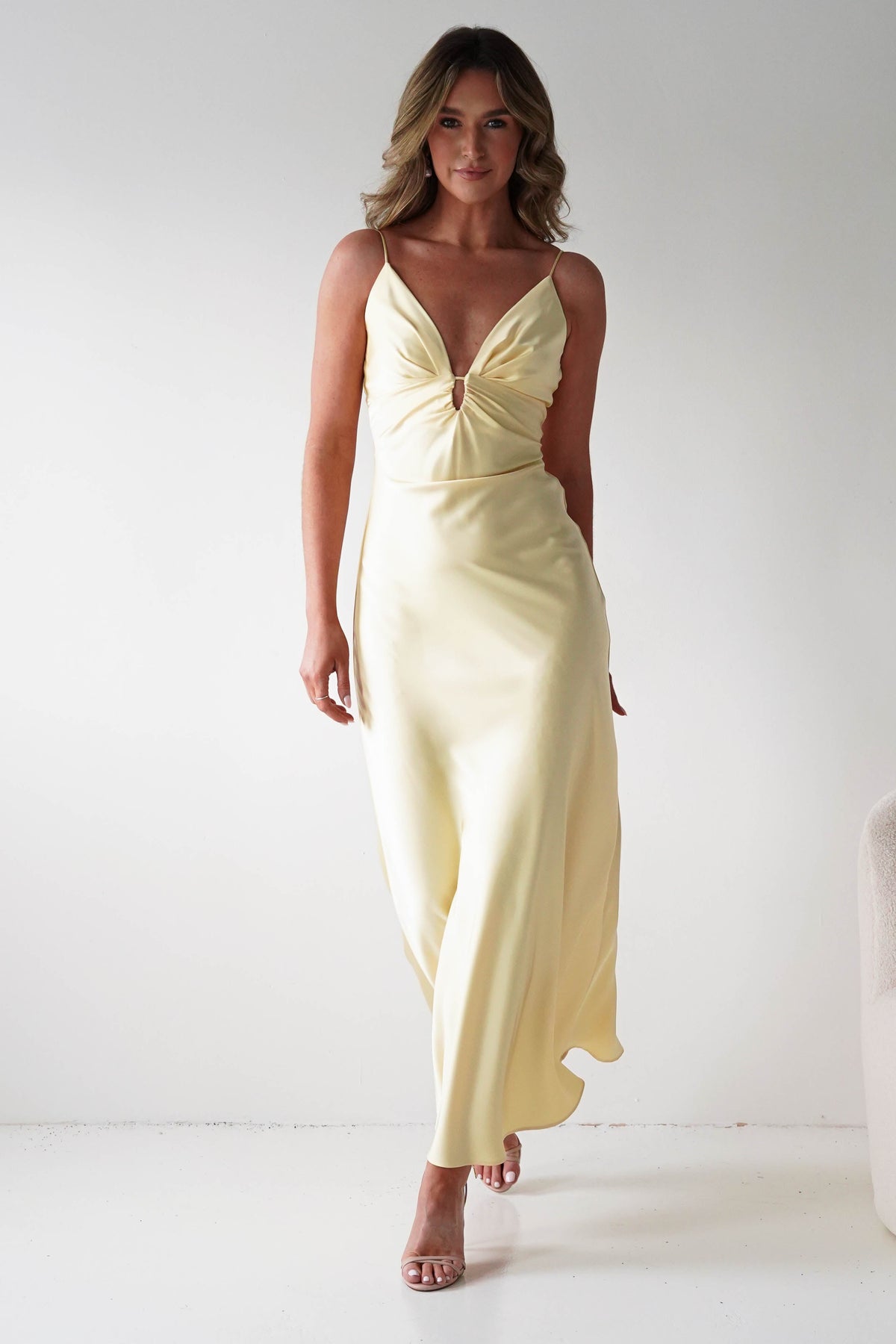Adley Soft Satin Maxi Dress | Yellow-Oh Hello Clothing
