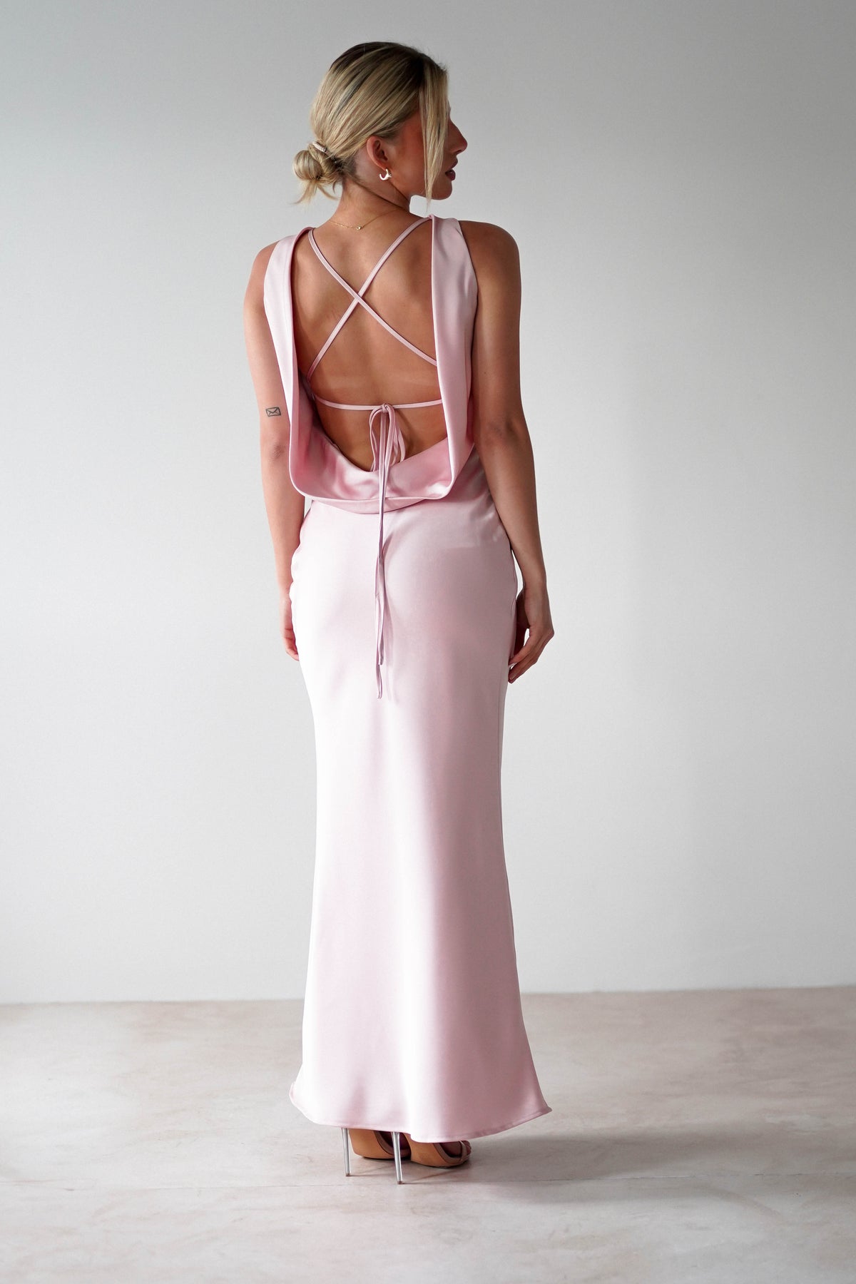 Alanna Soft Matte Satin Maxi Dress | Blush Pink-Oh Hello Clothing