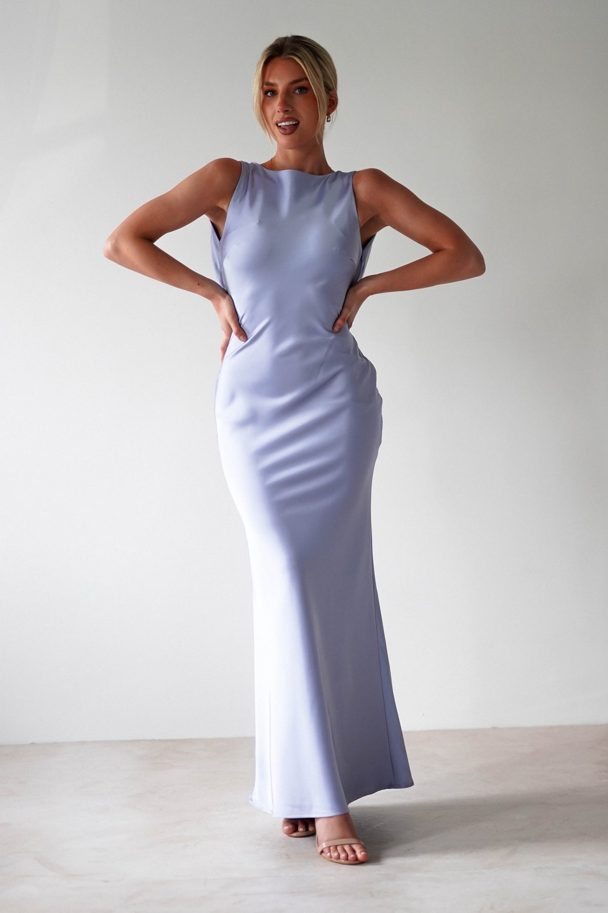 Alanna Soft Matte Satin Maxi Dress | Periwinkle Blue-Oh Hello Clothing