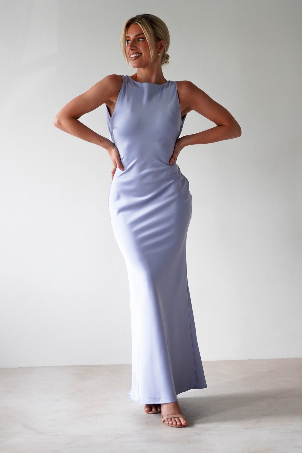 Alanna Soft Matte Satin Maxi Dress | Periwinkle Blue-Oh Hello Clothing