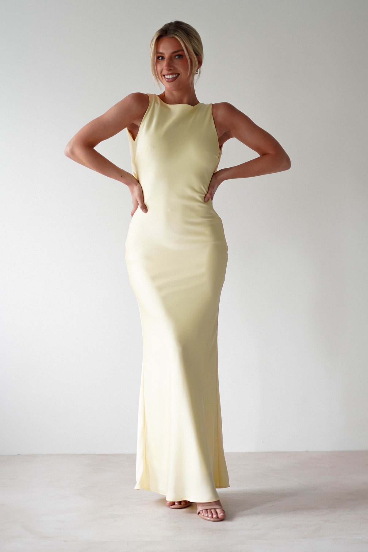 Alanna Soft Matte Satin Maxi Dress | Yellow-Oh Hello Clothing