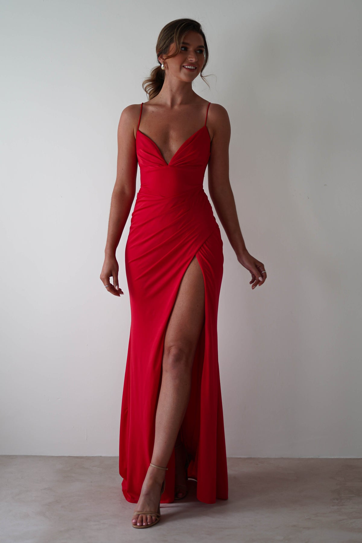 Aldina Soft Bodycon Dress | Red-Oh Hello Clothing