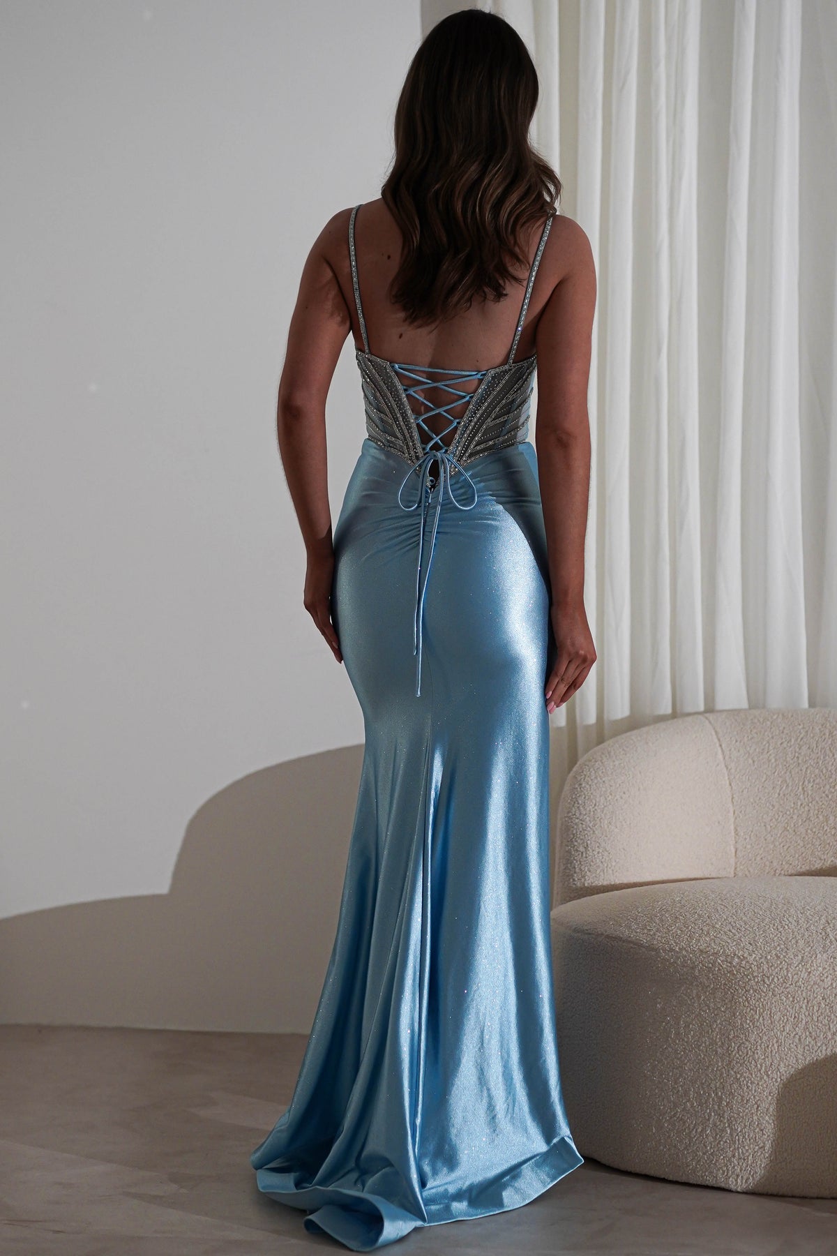 Alexis Glitter Shimmer Gown | Light Blue-Oh Hello Clothing