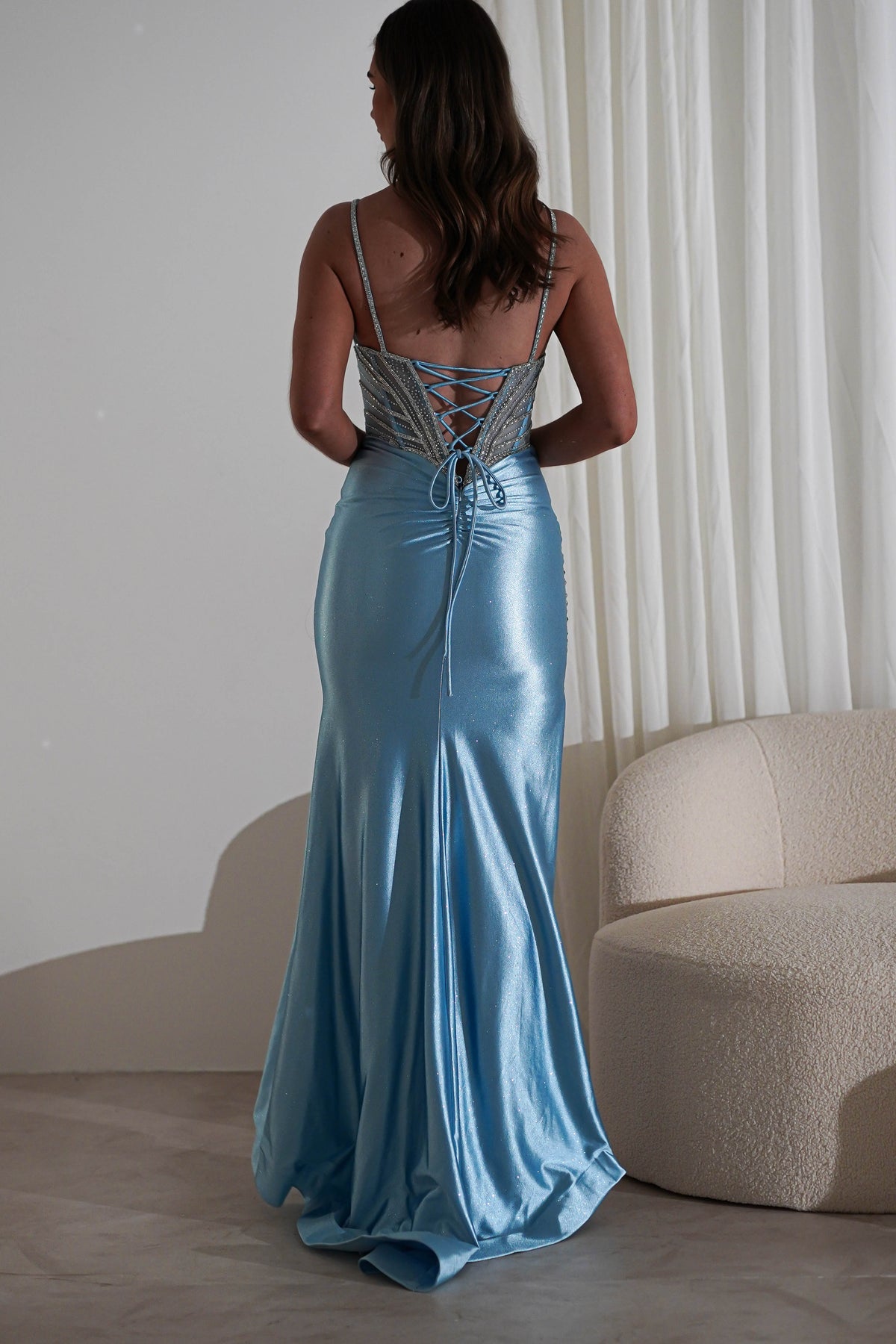Alexis Glitter Shimmer Gown | Light Blue-Oh Hello Clothing