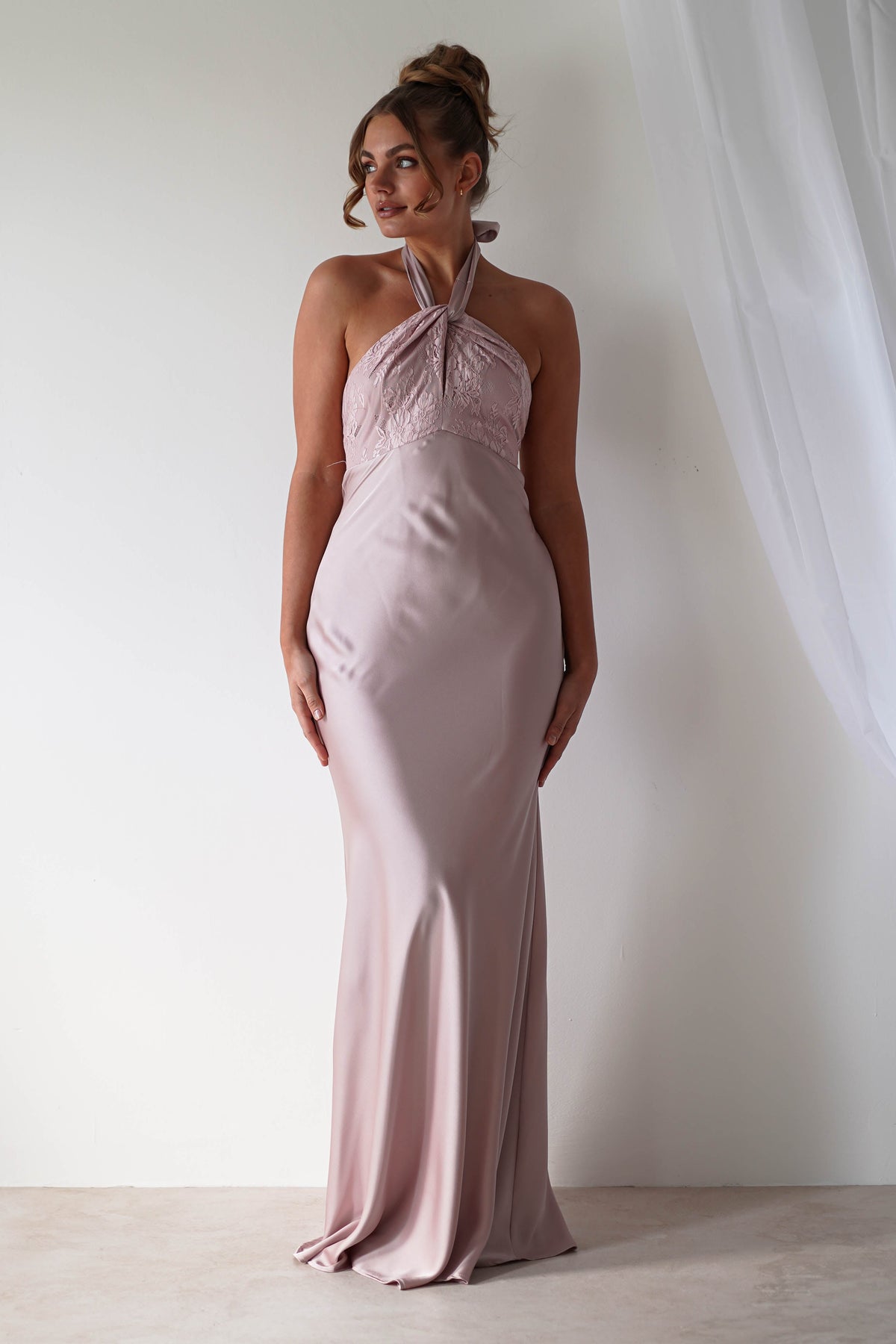 Alice Satin Halterneck Gown | Rose-Oh Hello Clothing
