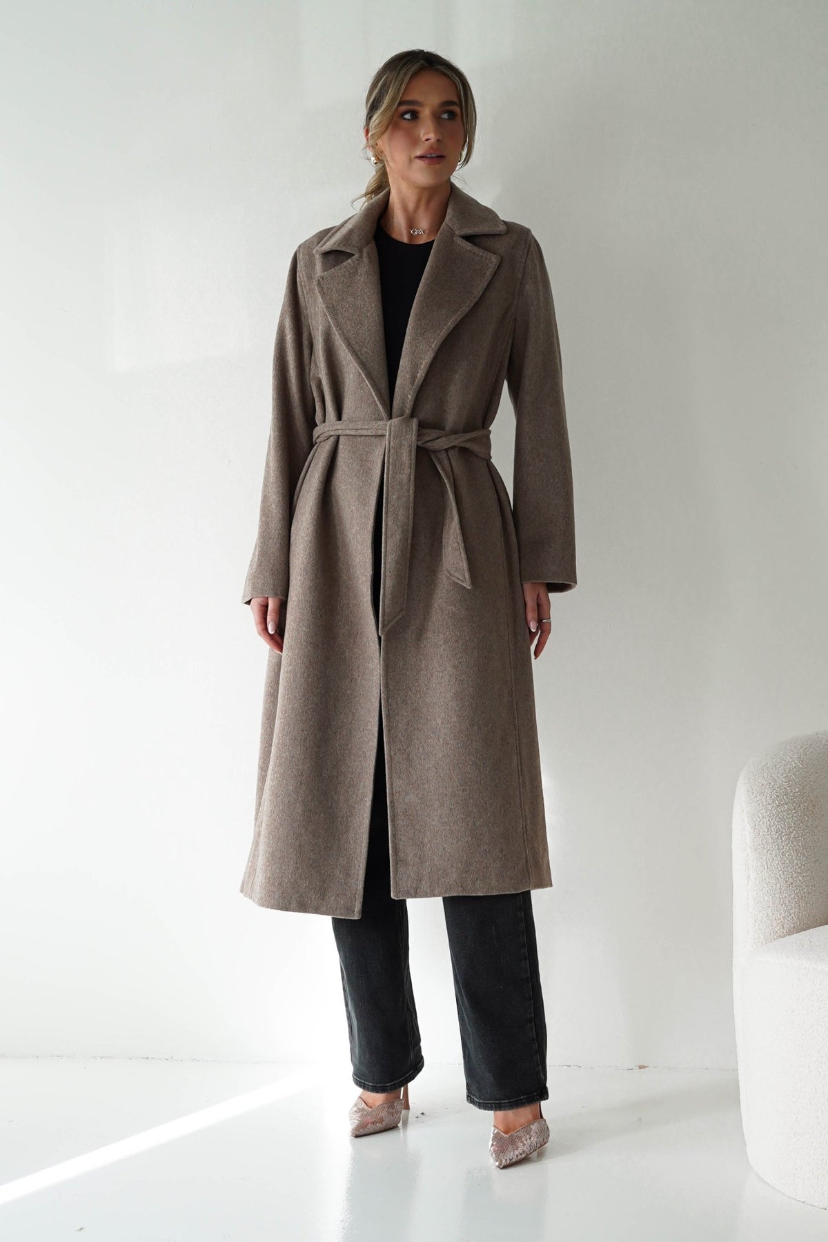 Alicia Belted Wool Coat | Taupe-Oh Hello Clothing