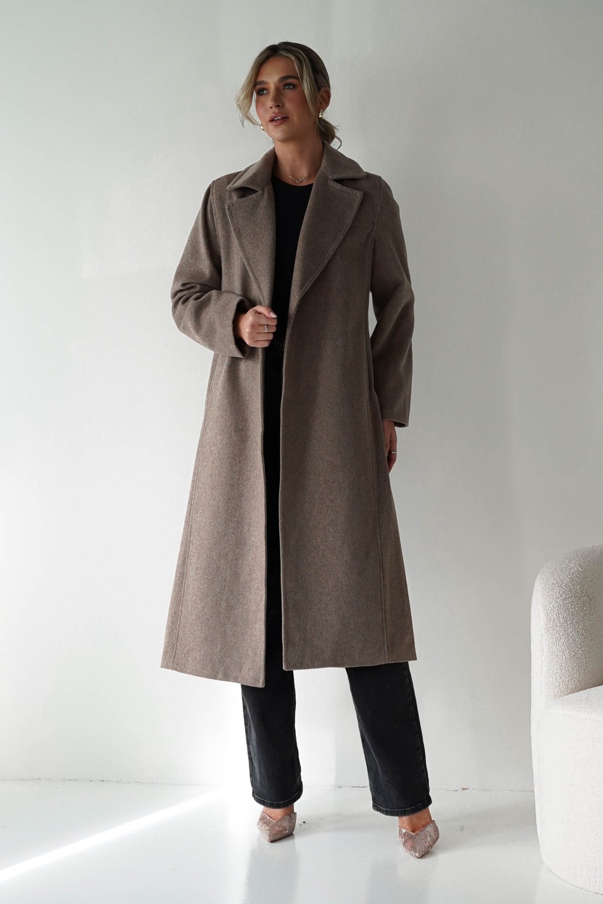 Alicia Belted Wool Coat | Taupe-Oh Hello Clothing