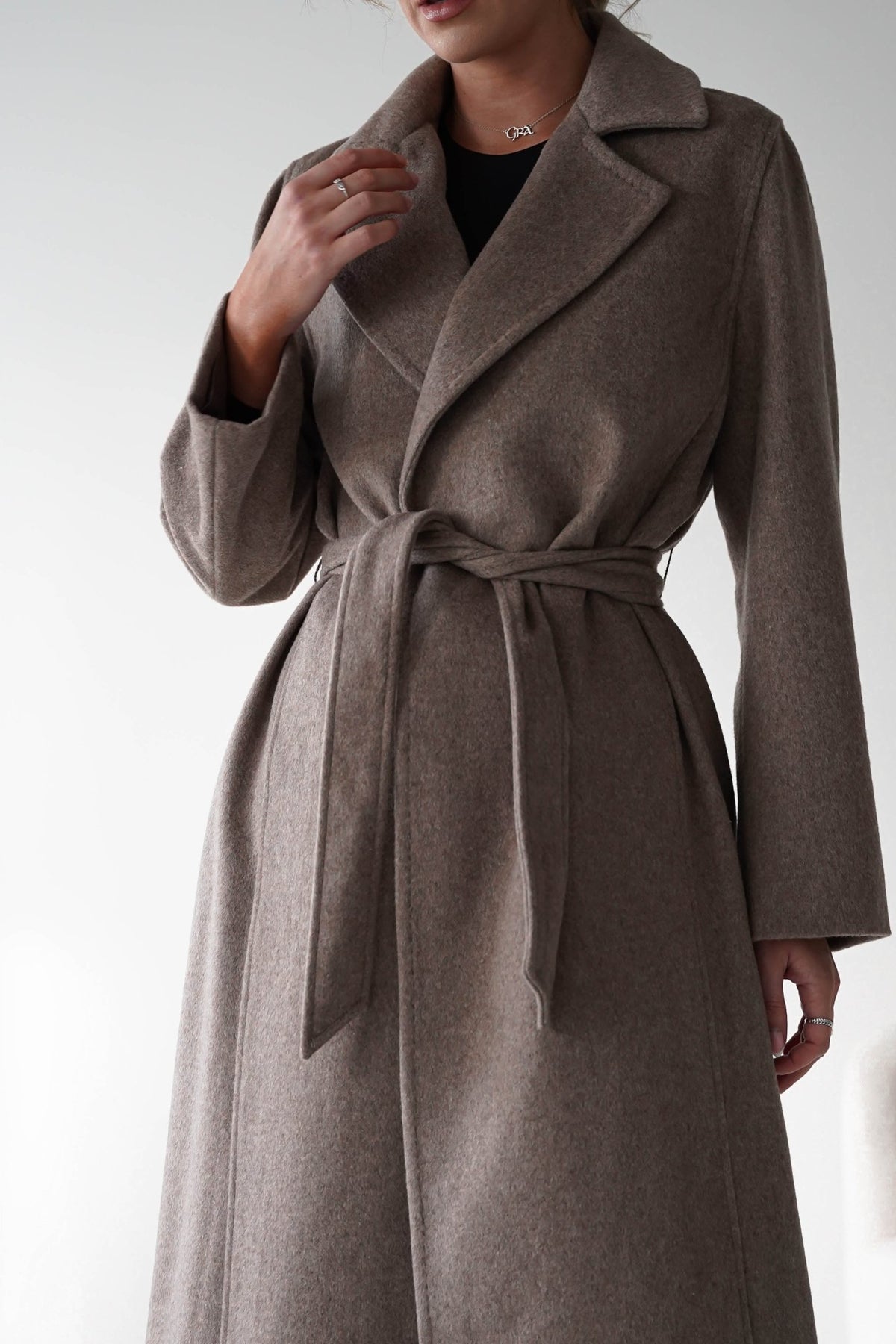 Alicia Belted Wool Coat | Taupe-Oh Hello Clothing